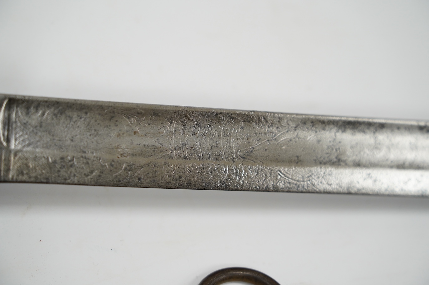 An 1821 pattern Light Dragoon officer’s undress sword, blade faintly etched with presentation inscription to Private W. Alexander, Berkshire Yeomanry (indistinct), blade 89cm, together with research material. Condition -